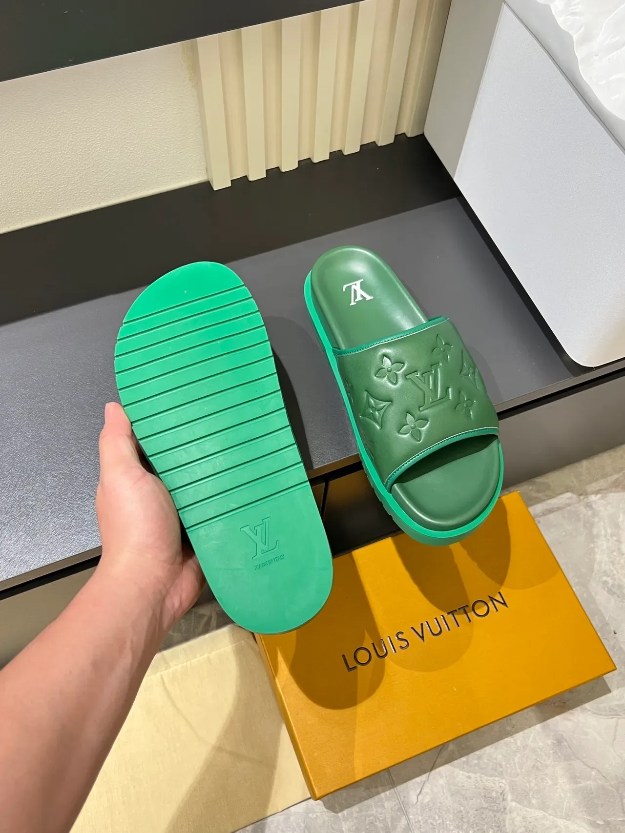 Louis Vuitton Slide Embossed Monogram Slippers 9
