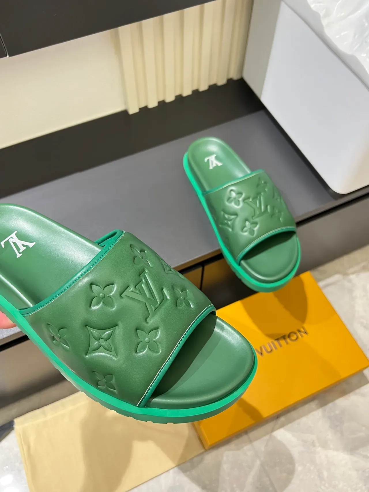 Louis Vuitton Slide Embossed Monogram Slippers 19