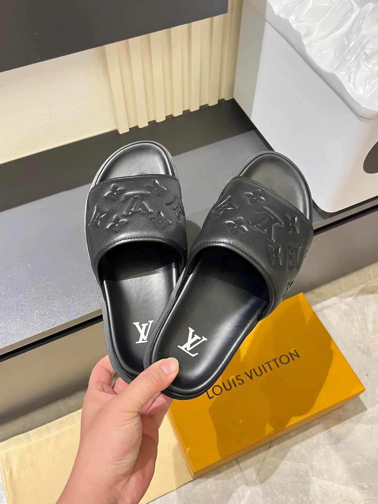 Louis Vuitton Slide Embossed Monogram Slippers 23