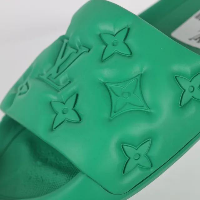 Louis Vuitton Slide Green Molded Rubber Slippers 6