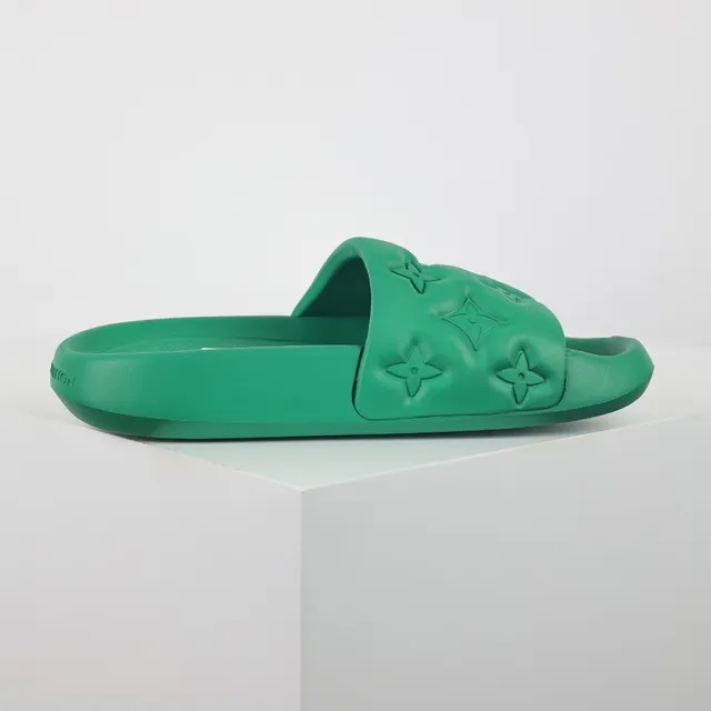 Louis Vuitton Slide Green Molded Rubber Slippers 7