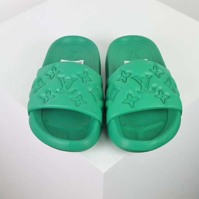 Louis Vuitton Slide Green Molded Rubber Slippers 8