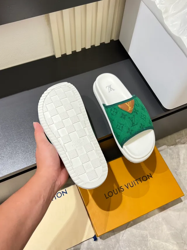 Louis Vuitton Slide Multicolor Monogrammed Strap Flat Rubber Sole Slippers 2