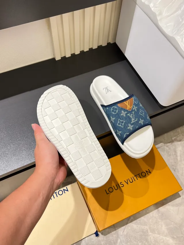 Louis Vuitton Slide Multicolor Monogrammed Strap Flat Rubber Sole Slippers 4