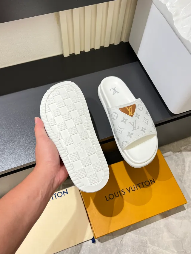 Louis Vuitton Slide Multicolor Monogrammed Strap Flat Rubber Sole Slippers 6