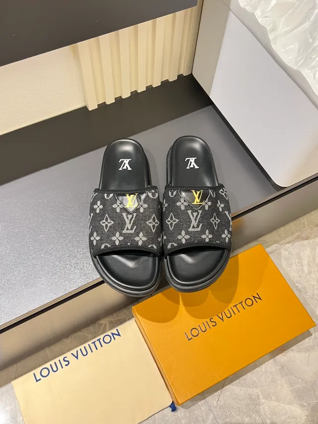 Louis Vuitton Slide Multicolor Monogrammed Strap Flat Rubber Sole Slippers 15