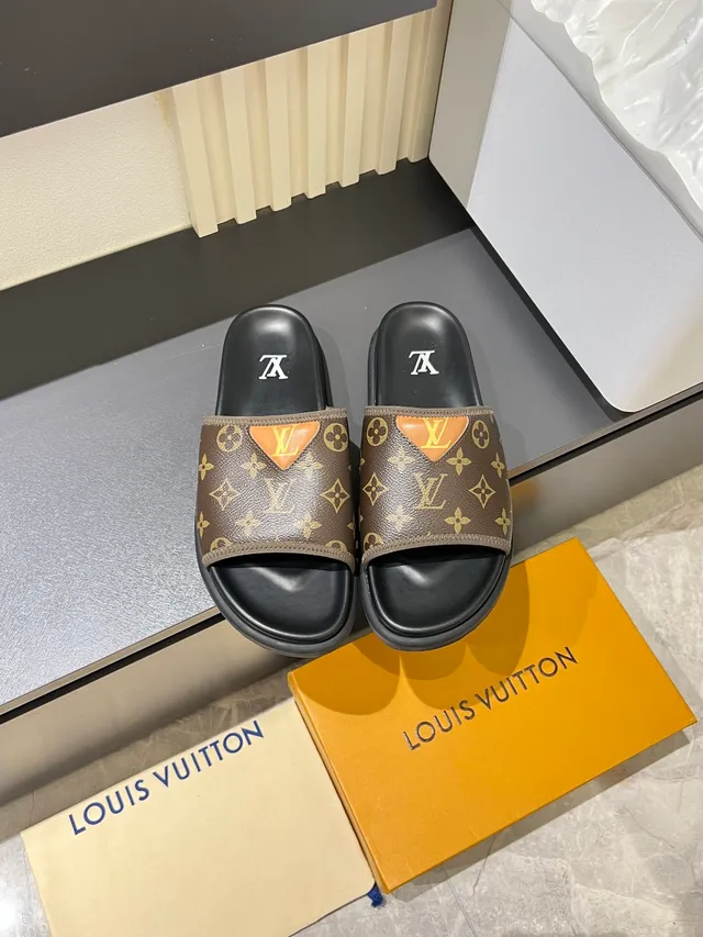 Louis Vuitton Slide Multicolor Monogrammed Strap Flat Rubber Sole Slippers 17