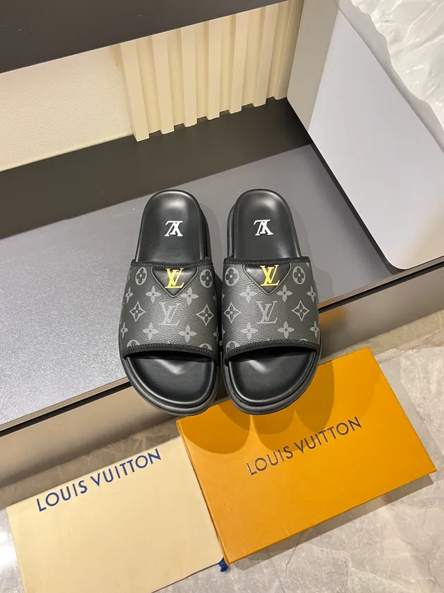 Louis Vuitton Slide Multicolor Monogrammed Strap Flat Rubber Sole Slippers 19