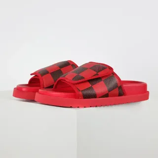 Louis Vuitton Slide Red and Black Damier Check Slippers