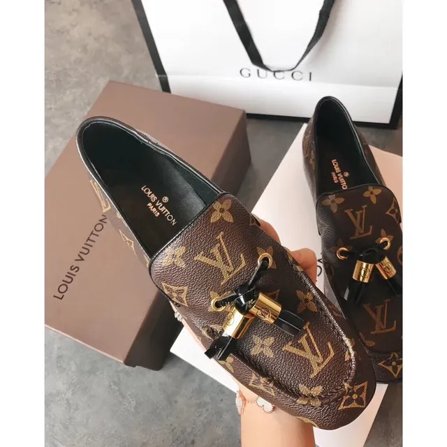 Louis Vuitton Mocassim de Franjas Marrom Monograma Lona Mocassins 5