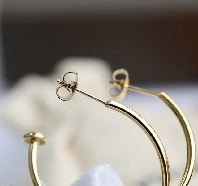 Louis Vuitton Thin Gold Hoop Earrings 2