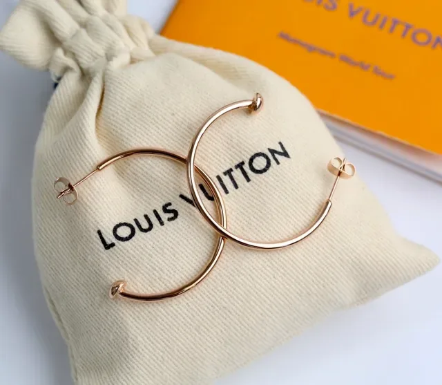 Louis Vuitton Thin Gold Hoop Earrings 5