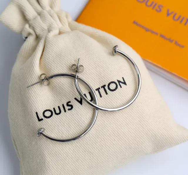 Louis Vuitton Thin Gold Hoop Earrings 6