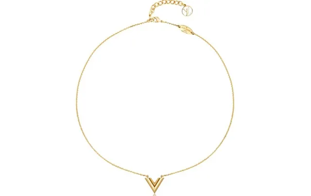 Louis Vuitton V Collection Polished Silver Pendant Necklace 3
