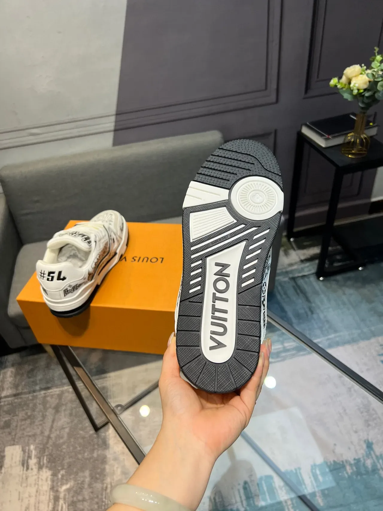 Louis Vuitton White Black Graphic-Print Low-Top Lifestyle Sneakers 7