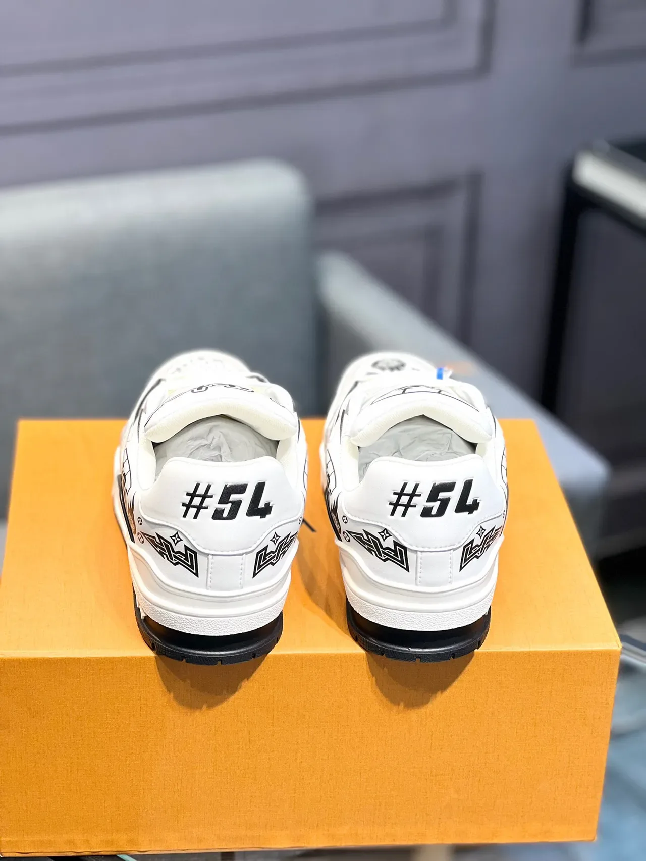 Louis Vuitton White Black Graphic-Print Low-Top Lifestyle Sneakers 8