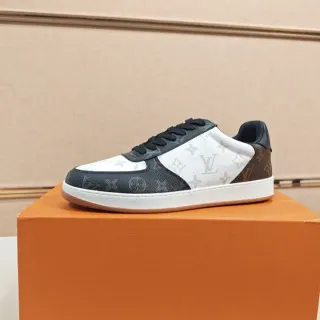 Louis Vuitton White Brown Monogram Canvas Leather Paneling Lifestyle Sneakers