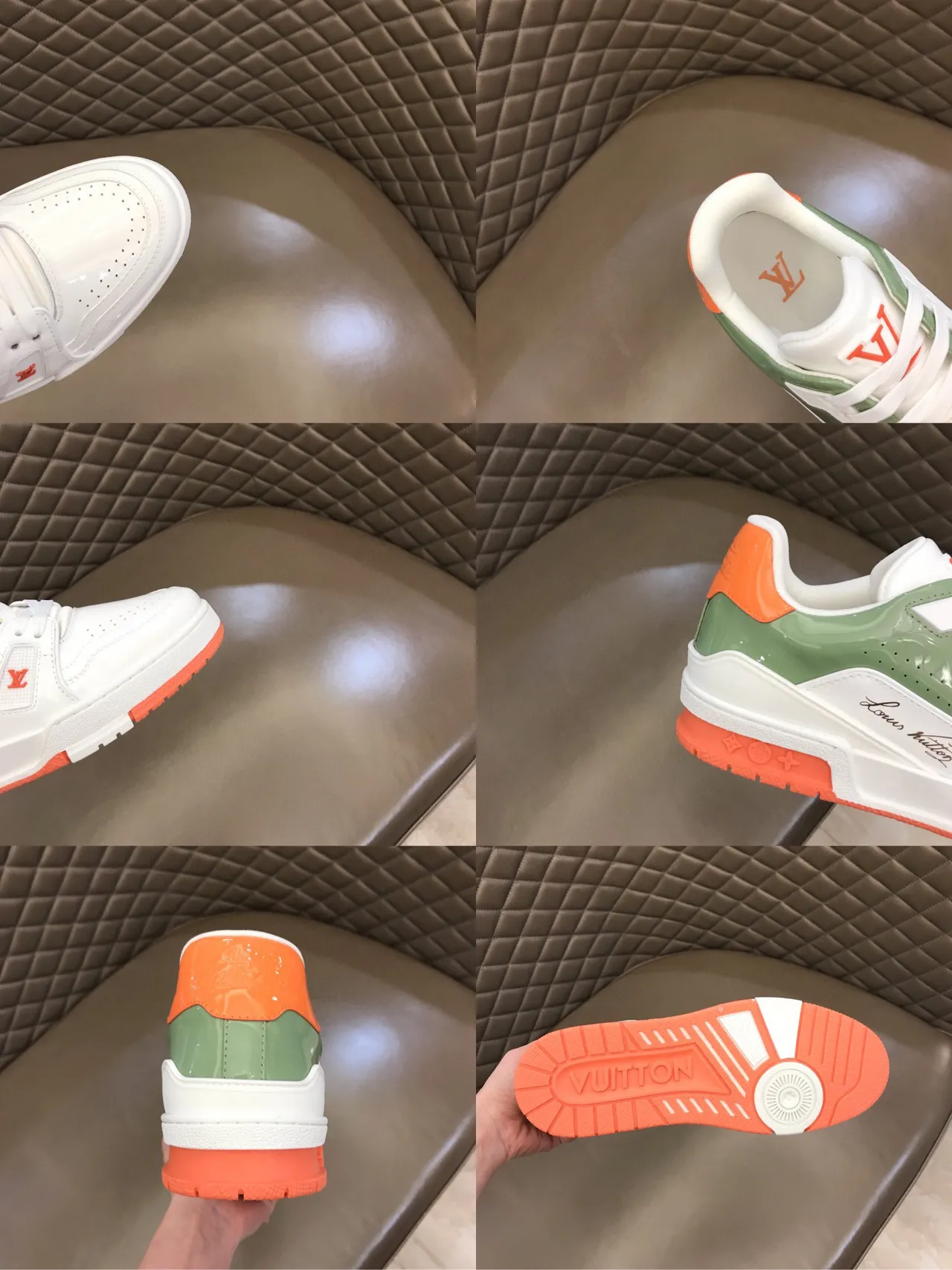 Louis Vuitton White Green Low-Top Platform Sneaker Layered Patent And Smooth Leather Lifestyle Sneakers 2