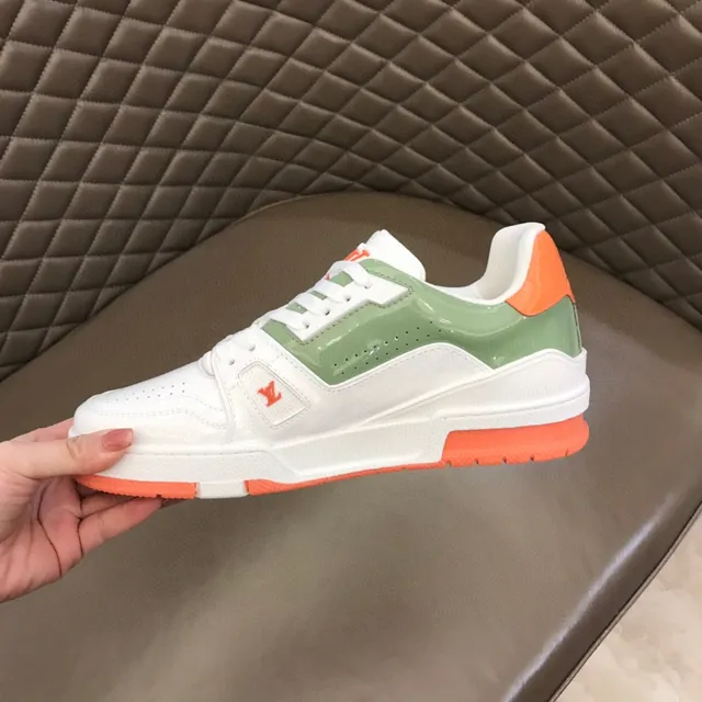 Louis Vuitton White Green Low-Top Platform Sneaker Layered Patent And Smooth Leather Lifestyle Sneakers 3