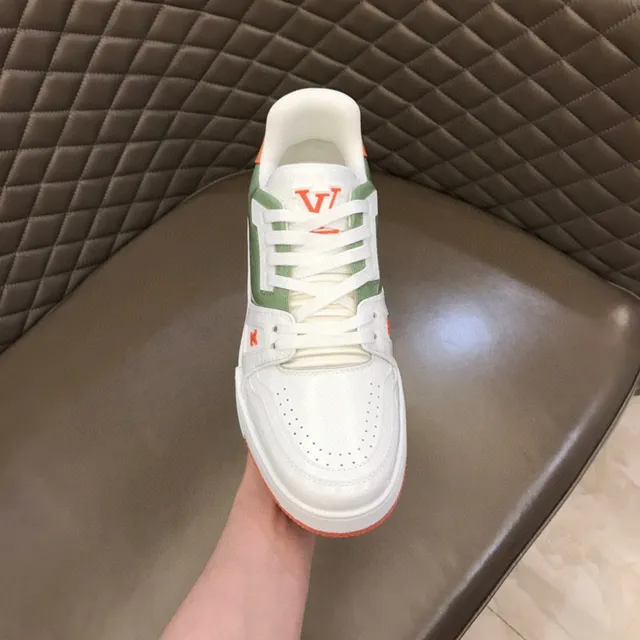 Louis Vuitton White Green Low-Top Platform Sneaker Layered Patent And Smooth Leather Lifestyle Sneakers 4