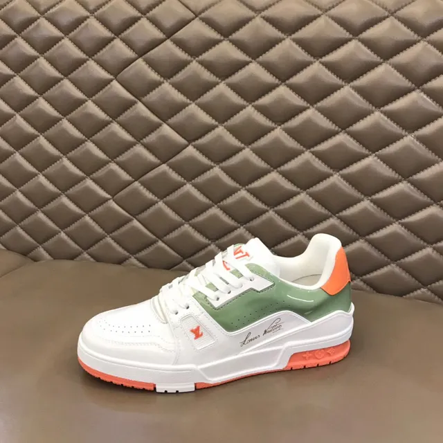 Louis Vuitton White Green Low-Top Platform Sneaker Layered Patent And Smooth Leather Lifestyle Sneakers 5