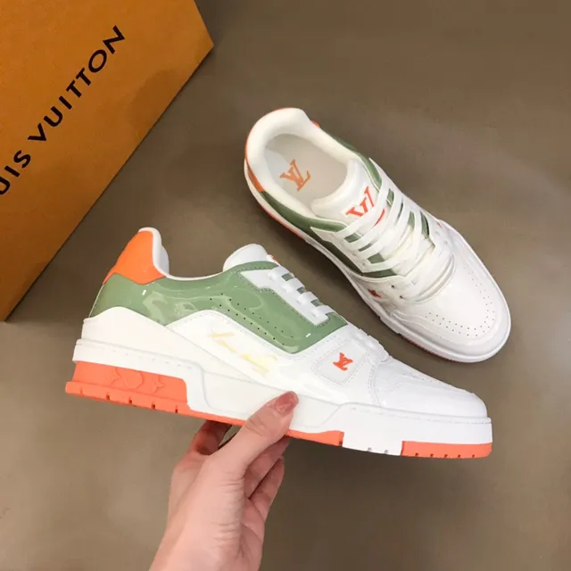 Louis Vuitton White Green Low-Top Platform Sneaker Layered Patent And Smooth Leather Lifestyle Sneakers 6