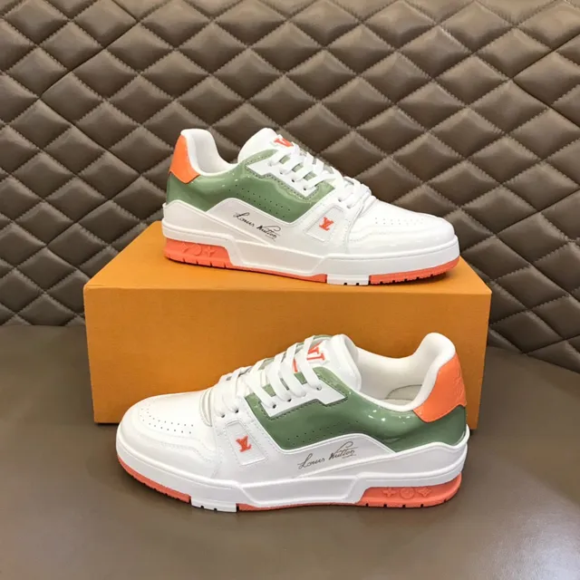 Louis Vuitton White Green Low-Top Platform Sneaker Layered Patent And Smooth Leather Lifestyle Sneakers 7