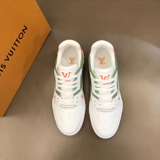 Louis Vuitton White Green Low-Top Platform Sneaker Layered Patent And Smooth Leather Lifestyle Sneakers 8