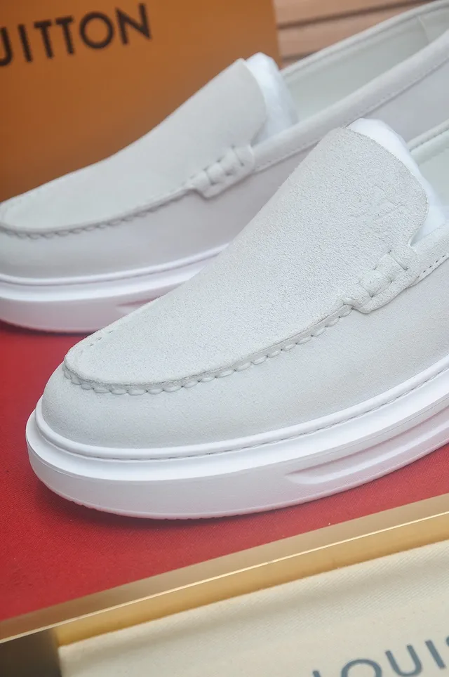 Louis Vuitton Couro branco / camurça Moccasin-stitched Vamp Loafer 8