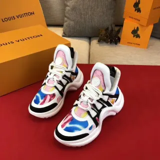 Louis Vuitton Tênis Brancos Multicolores de Cano Alto com Solado Esculpido Chunky