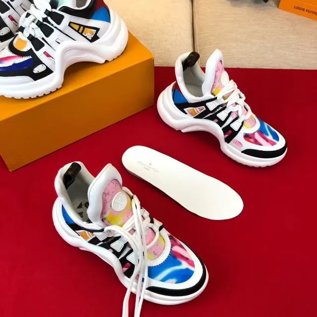 Louis Vuitton White Multicolor High-Top Sculpted Midsole Chunky Sneakers 4