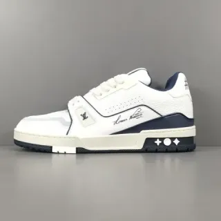 Louis Vuitton Tênis Lifestyle Branco Navy Low-Top Upper de Couro Layered
