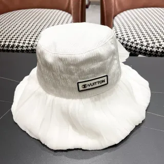 Louis Vuitton White Pleated Ruffled Bucket Hat