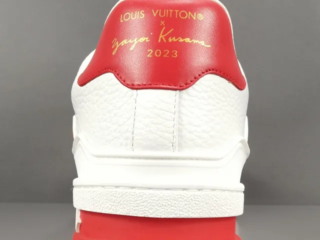Louis Vuitton White Red Polka-Dot Paneling Perforated Leather Upper Lifestyle Sneakers 6