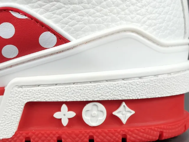 Louis Vuitton White Red Polka-Dot Paneling Perforated Leather Upper Lifestyle Sneakers 7
