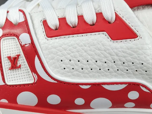 Louis Vuitton White Red Polka-Dot Paneling Perforated Leather Upper Lifestyle Sneakers 8