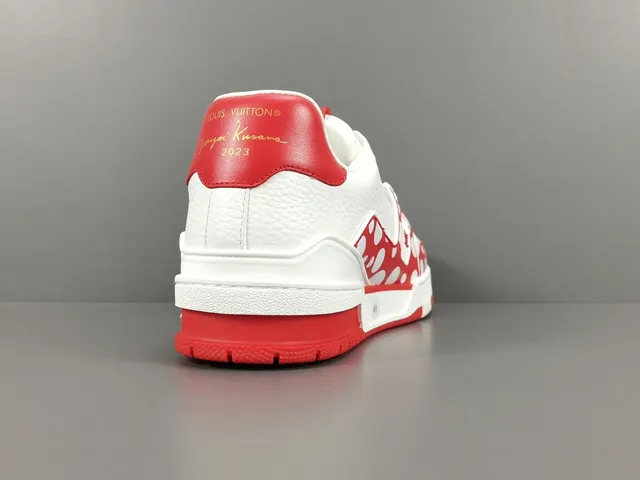 Louis Vuitton White Red Polka-Dot Paneling Perforated Leather Upper Lifestyle Sneakers 14