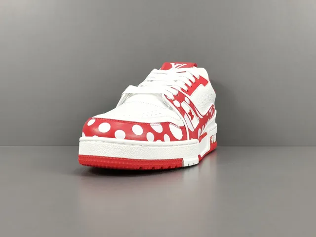 Louis Vuitton White Red Polka-Dot Paneling Perforated Leather Upper Lifestyle Sneakers 15