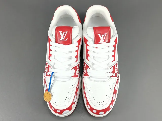 Louis Vuitton White Red Polka-Dot Paneling Perforated Leather Upper Lifestyle Sneakers 16