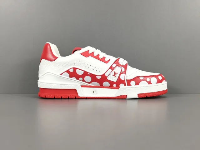 Louis Vuitton White Red Polka-Dot Paneling Perforated Leather Upper Lifestyle Sneakers 18