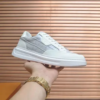 Louis Vuitton Zapatillas Lifestyle Blancas Plata Low-Top Crocodilo Embossed Panel