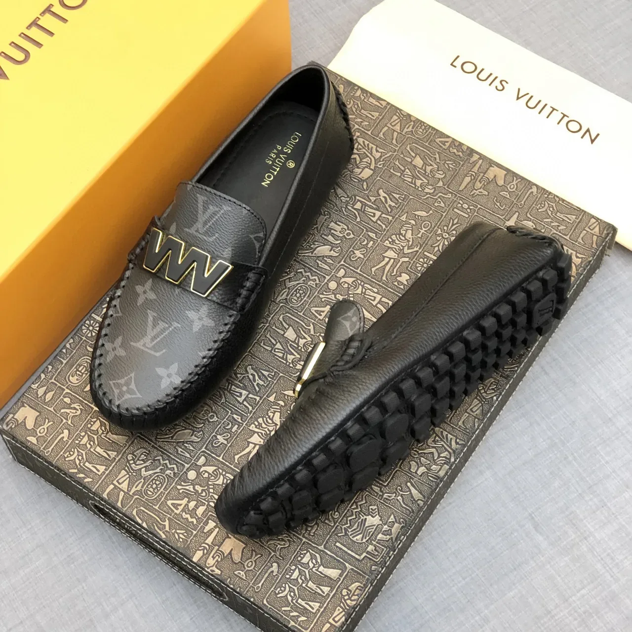 Louis Vuitton WW Loafer Black and Gray Monogram Leather Loafers 4