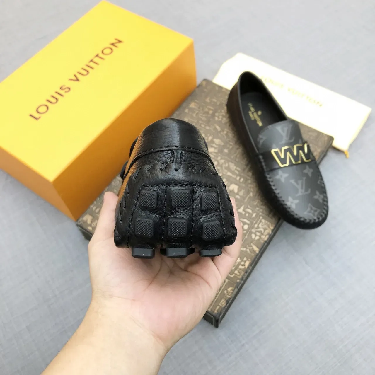 Louis Vuitton WW Loafer Black and Gray Monogram Leather Loafers 6