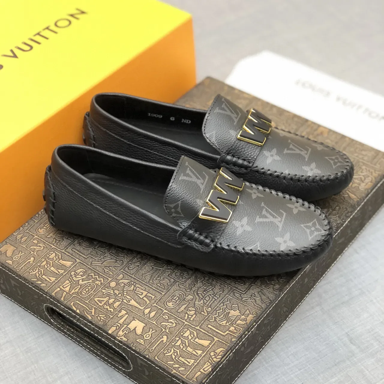 Louis Vuitton WW Loafer Black and Gray Monogram Leather Loafers 9
