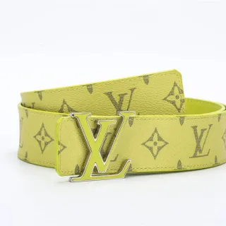 Louis Vuitton Yellow Gray Monogram-Printed Leather Belt