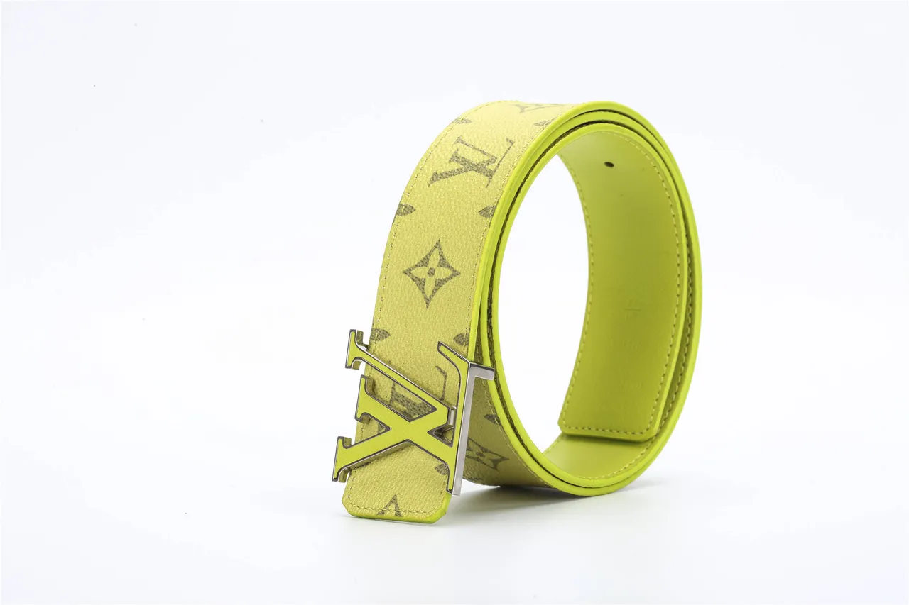 Louis Vuitton Yellow Gray Monogram-Printed Leather Belt 5