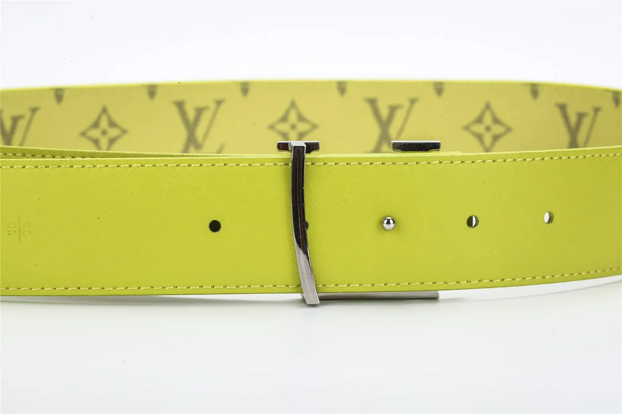Louis Vuitton Yellow Gray Monogram-Printed Leather Belt 6