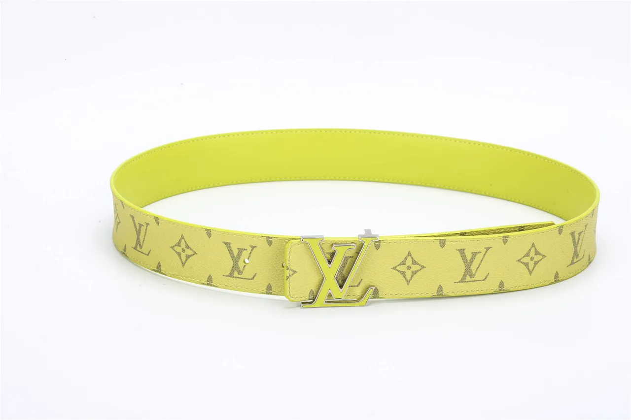 Louis Vuitton Yellow Gray Monogram-Printed Leather Belt 7