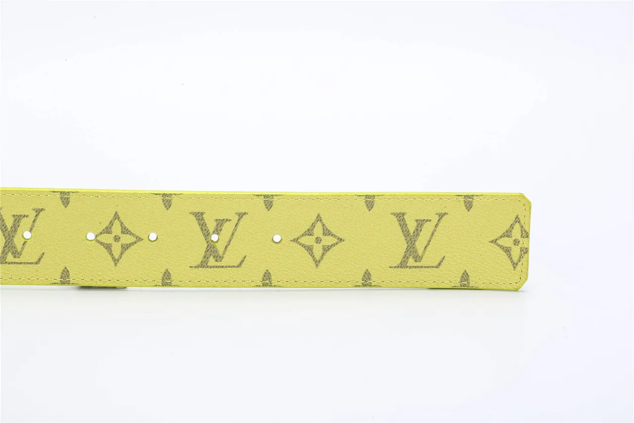 Louis Vuitton Yellow Gray Monogram-Printed Leather Belt 9