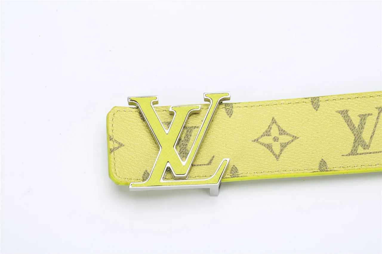 Louis Vuitton Yellow Gray Monogram-Printed Leather Belt 10